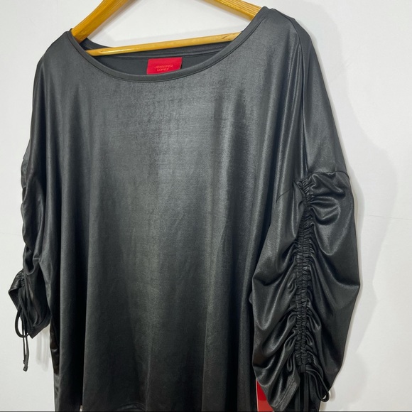 JLO Sheen Ruched Black Shiny Top XXL - Picture 4 of 11